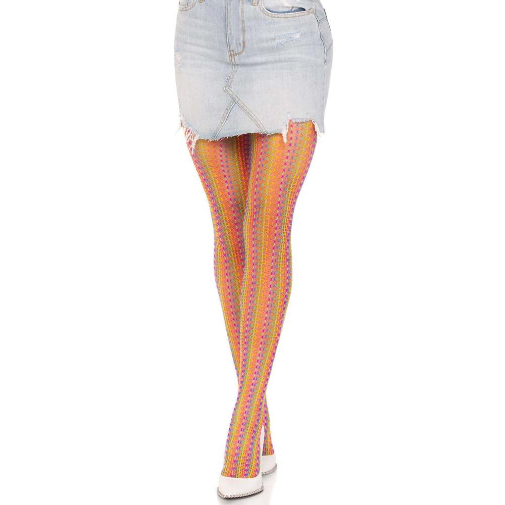 Rainbow Crochet Net Tights